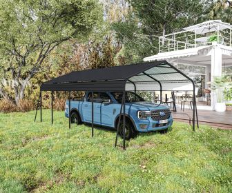 Metal Carport 12×20 Car Port, Outdoor Storage Heavy Duty Metal Canopy Multi-Use Garage Shed for Car and Truck