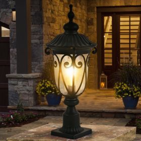 1-pack Vintage Black Outdoor Post Lantern - Waterproof Aluminum Lamp Post Light with Bubble Glass, Decorative Garden Pathway Lighting for Yard, Patio