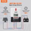 VEVOR 20A MPPT Solar Charge Controller, 12V / 24V Auto DC Input, Solar Panel Regulator Charger with LCD Display Temperature Sensor Cable