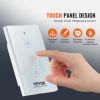VEVOR 2PCS WiFi Smart Light Dimmer Switch, 100-250V AC Wi-Fi 2.4GHz, 15% to 85% Stepless Dimming LED Dimmable Smart Switch with Touch Panel
