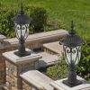 24"(H) 1-pack Vintage Black Outdoor Post Lantern - Waterproof Aluminum Lamp Post Light with Bubble Glass, Decorative Garden Pathway Lighting for Yard