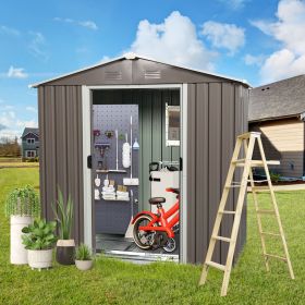 8ft x 4ft Outdoor Metal Storage Shed With window (Color: as Pic)