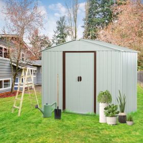 8ft x 4ft Outdoor Metal Storage Shed White YX48 (Color: as Pic)