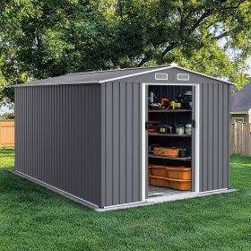 Outdoor Storage Shed 8 x 12 FT Large Metal Tool Sheds (Color: as Pic)