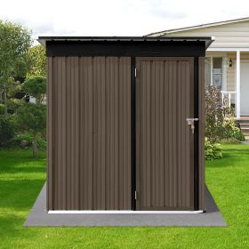 Metal garden sheds 5ft×4ft outdoor storage sheds Brown + Black (Color: as Pic)