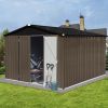 Metal garden sheds 10ft×8ft outdoor storage sheds Brown + Black
