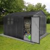 Metal garden sheds 10ftx8ft outdoor storage sheds Dark-grey with window