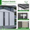 10X8 FT Outdoor Storage Shed, All Weather Metal Sheds with Lockable Doors, Tool Shed for Garden, Patio, Backyard, Lawn, Grey